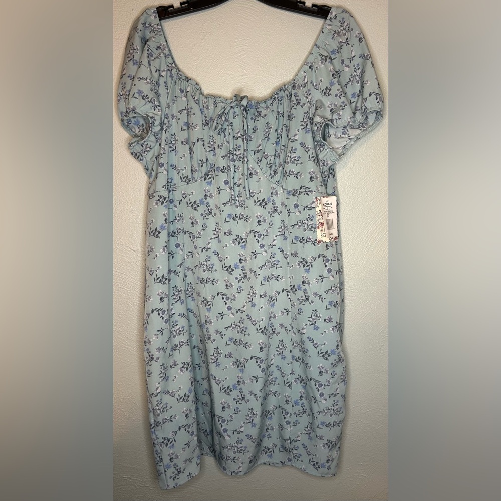 Light Blue Floral Milkmaid Dress